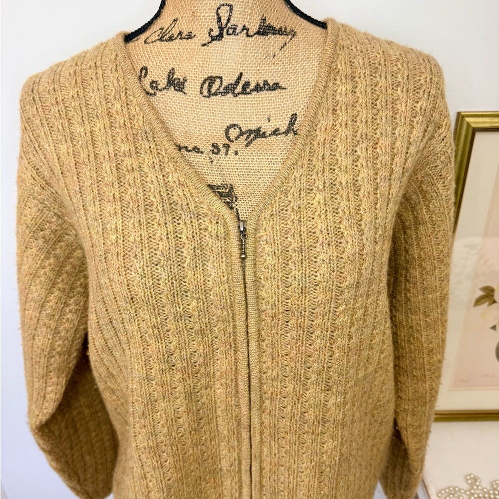 Vintage L.L. Bean Wool Knit Zip Front Cardigan Sz M - Picture 3 of 13